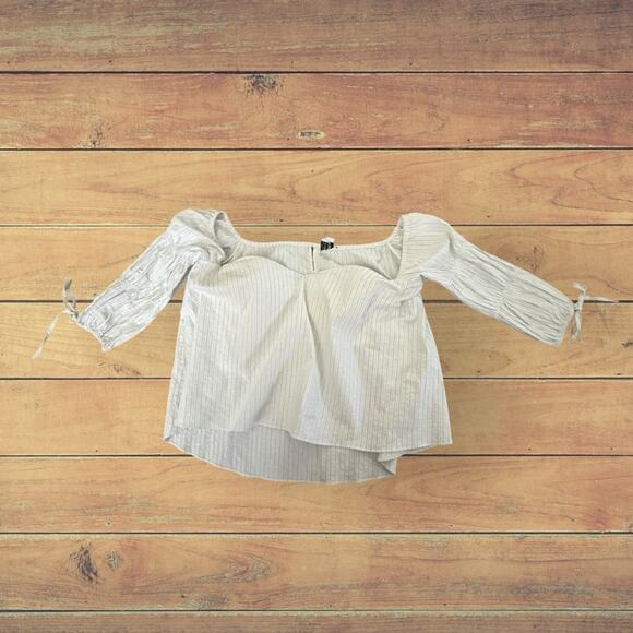 Bebe striped off shoulder padded blouse - Picture 1 of 7
